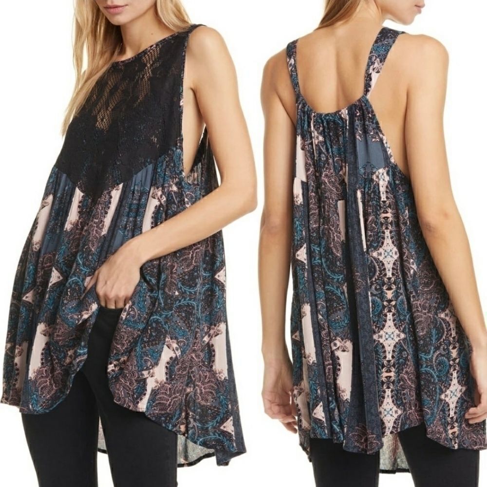 Free People Count Me in Trapeze Black Combo NWT